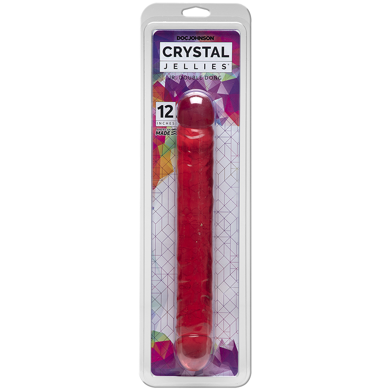 D0287-01 CD Doc Johnson  Jr. Double Dong Pink Crystal Jelly 12"