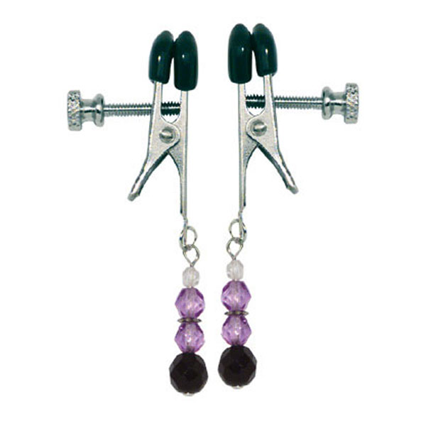 70093 Spartacus Nipple Clamps with Purple Colored Beads SPF-103