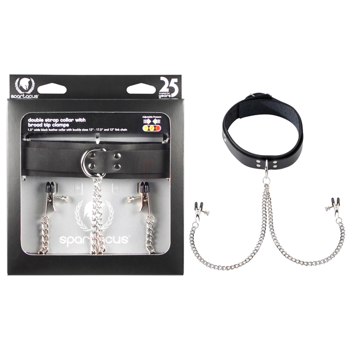 70098 Spartacus Collar with attached Nipple Clamps BSPL-08J13