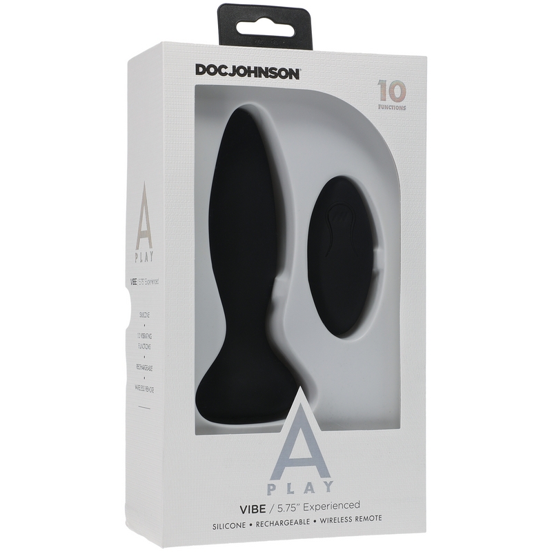 D0300-05 BX Doc Johnson A-Play Experienced Vibe Silicone Anal Plug with Remote Black