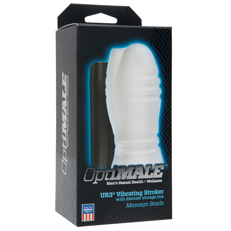 D0693-12 BX Doc Johnson OptiMALE™ Vibrating Stroker Massage Beads Frost