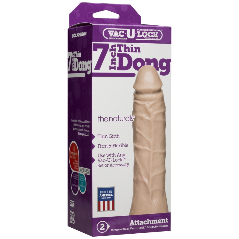 D1015-06 BX Doc Johnson Thin 7" Natural Dong Vac-u-Lock Accessory Vanilla