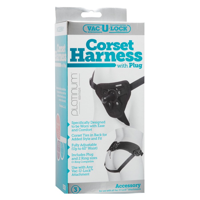 D1090-12 BX Doc Johnson Vac-U-Lock Platinum Edition Corsette Harness Black