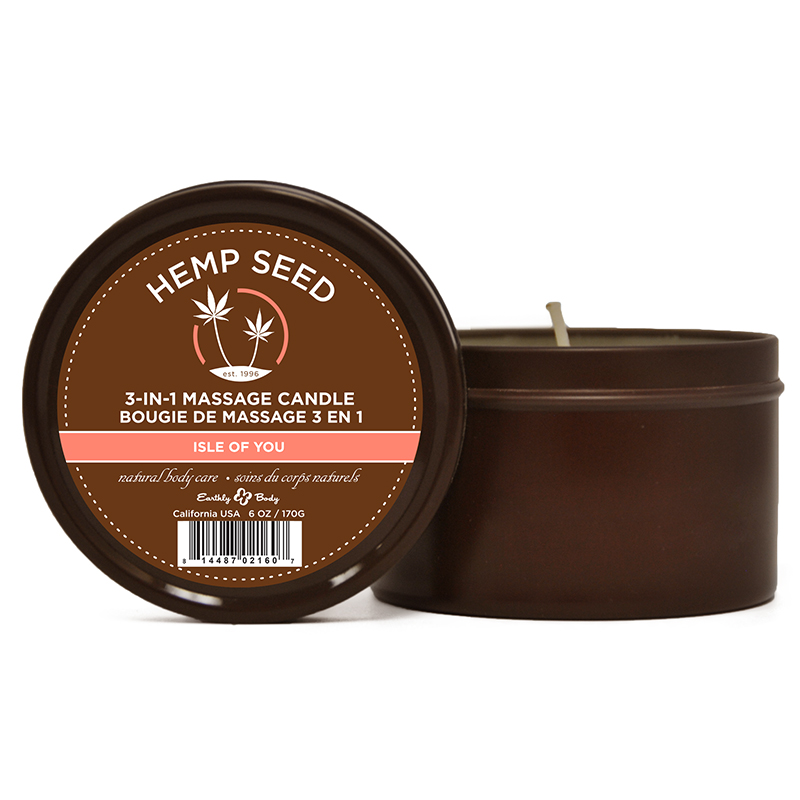 EB2028  Earthly Body 3 in 1  Round Tin Massage Candle 6.8 oz Isle of You