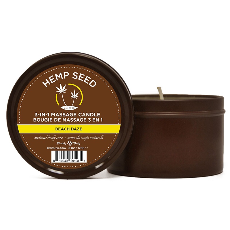 EB2030  Earthly Body 3 in 1  Round Tin Massage Candle 6.8 oz. Beach Daze