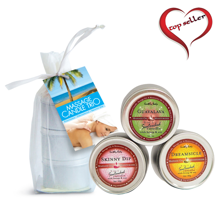 EB2200  Earthly Body Trio Scented Massage CandlesThree 2 oz. Massage Candles