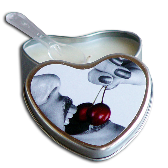 EB3000  Earthly Body 4.7 oz. Heart Tin Edible Massage CandleCherry