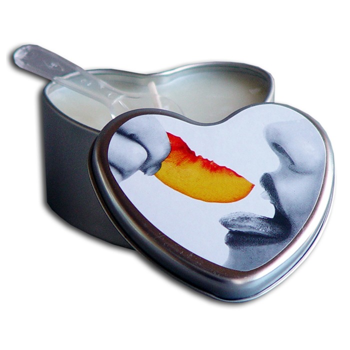 EB3004  Earthly Body 4.7 oz. Heart Tin Edible Massage CandlePeach