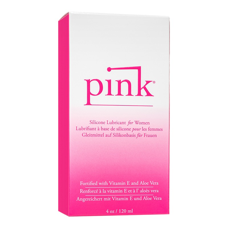EM1255 Empowered Products Pink 4 oz Silicone Lube Glass Bottle (Unicarton)