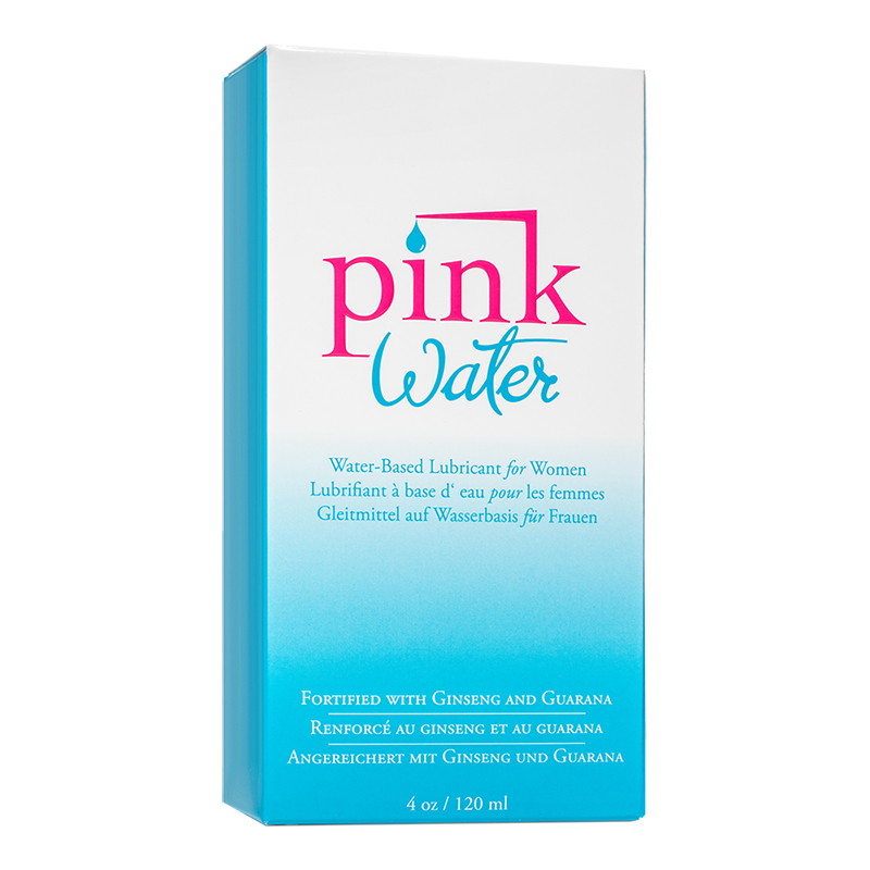 EM1409 Empowered Products Pink 4 oz Water Based Lube Glass Bottle (Unicarton)