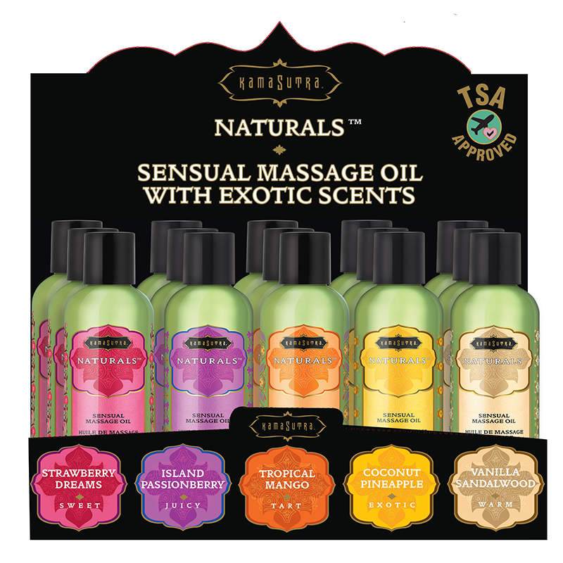 KAM12102 Kama Sutra Naturals Massage Oil Pre-Pack DISPLAY OF 15