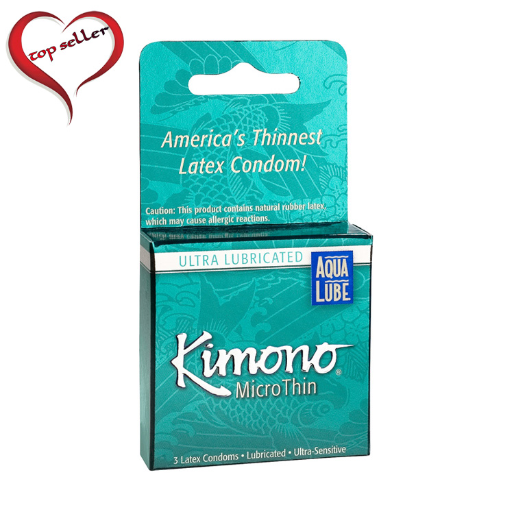 M06003 Kimono Micro Thin Condom with Aqua Lube 3 Pack