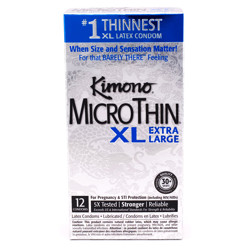 M08812 Kimono MicroThin Condom Xtra Large 12 Pack