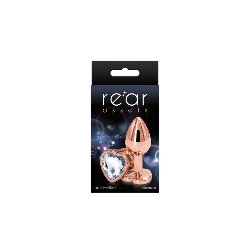 NSN0963-11 NS Novelties Rear Assets Rose Gold Heart Small Clear