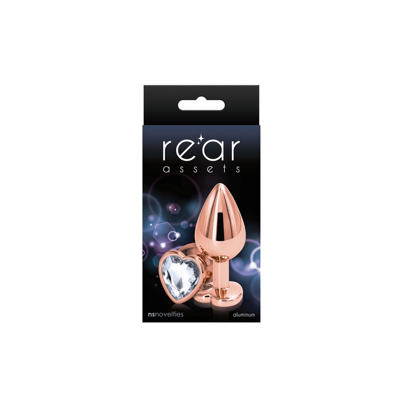 NSN0963-21 NS Novelties Rear Assets Rose Gold Heart Medium Clear