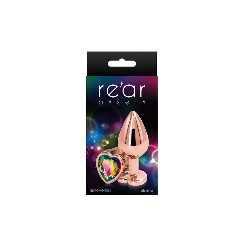 NSN0963-29 NS Novelties Rear Assets Rose Gold Heart Medium Rainbow