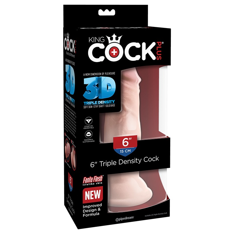 PD5713-21 Pipedream Products King Cock Plus 6” Triple Density Cock Beige