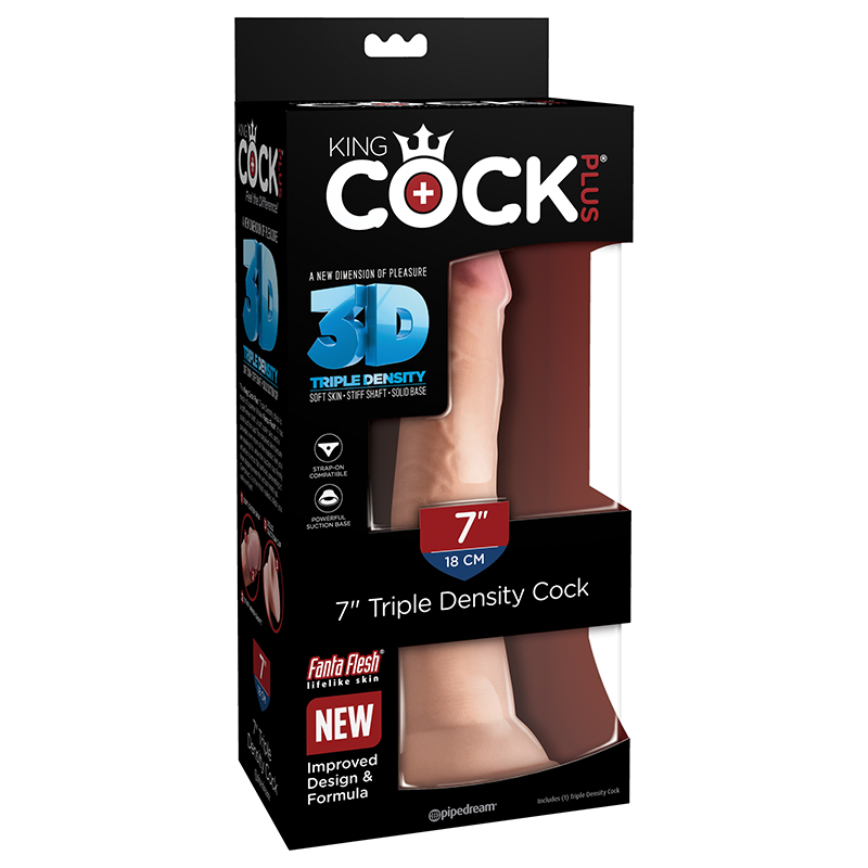 PD5714-21 Pipedream Products King Cock Plus 7” Triple Density Cock Beige