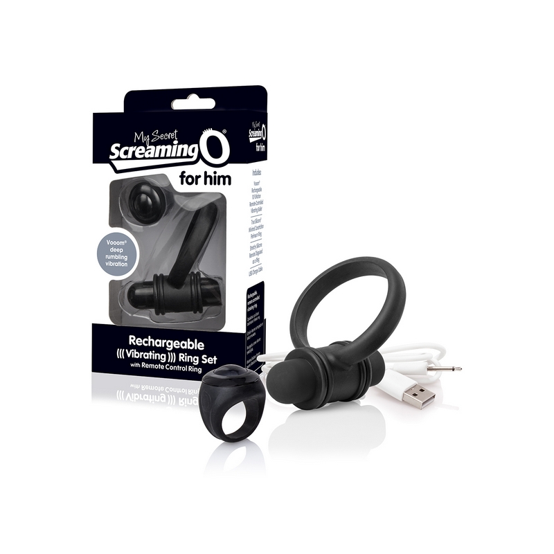 SCAFH-BL-110 Screaming O My Secret Bullet and Ring for Him Black