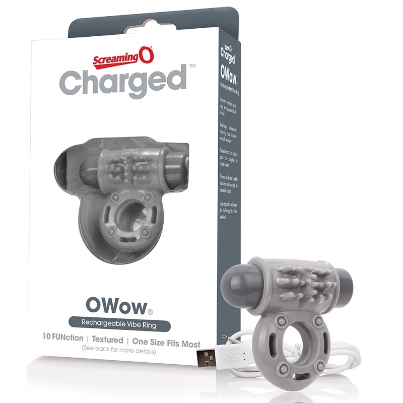 SCAOW-G110 Screaming O Charged OWow Rechargeable Vibe Ring Grey
