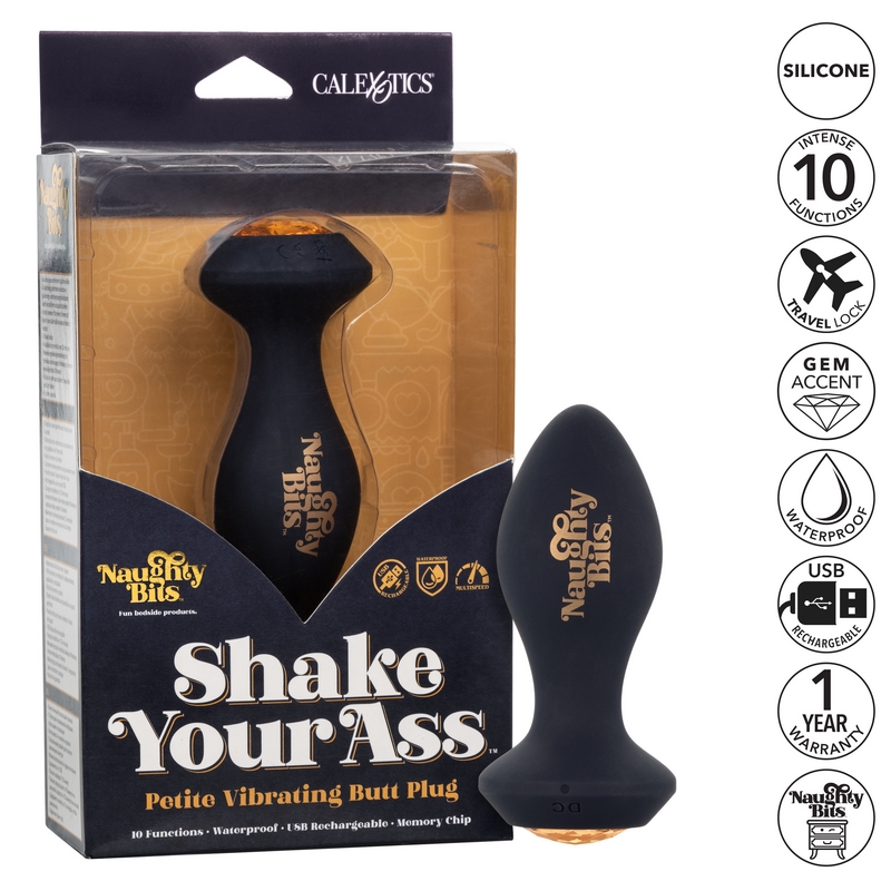 SE4410-46-3<br> California Exotics <br> Naughty Bits Vibrating Butt Plug<br> Shake Your Ass SE4410-46-3 California Exotics Naughty Bits Vibrating Butt Plug Shake Your Ass