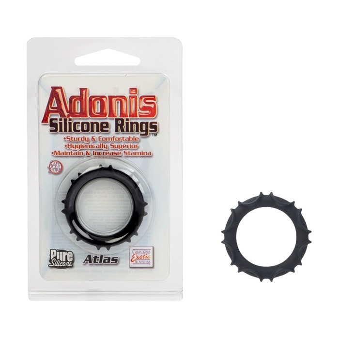 SE1368-25-2  California Exotics Adonis Silicone Ring Atlas Black