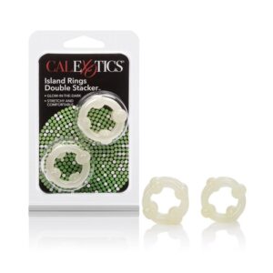SE1437-00-2 California Exotics Silicone Island Rings Double Stacker Glow