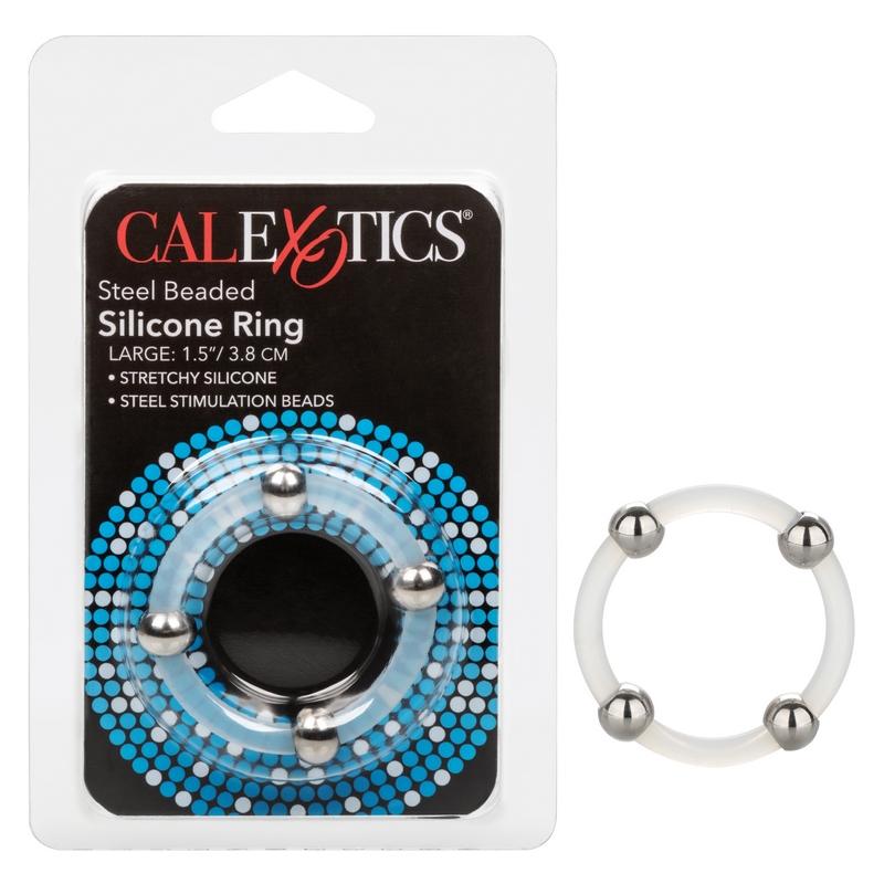 SE1437-10-2 California Exotics Steel Beaded Silicone Ring Large