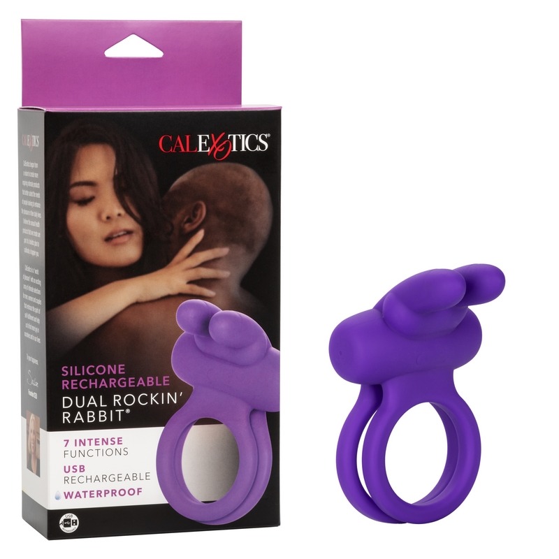 SE1843-20-3 California Exotics Silicone Rechargeable Dual Rockin Rabbit Purple
