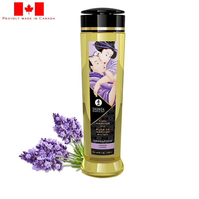 SH1206 Shunga 8 oz. Erotic Massage Oil Sensation Lavender