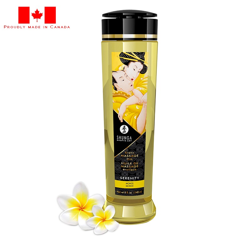 SH1213 Shunga 8 oz. Erotic Massage Oil Serenity Monoi