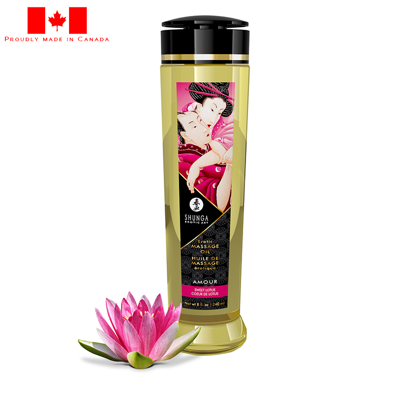 SH1223 Shunga 8 oz. Erotic Massage Oil Sweet Lotus