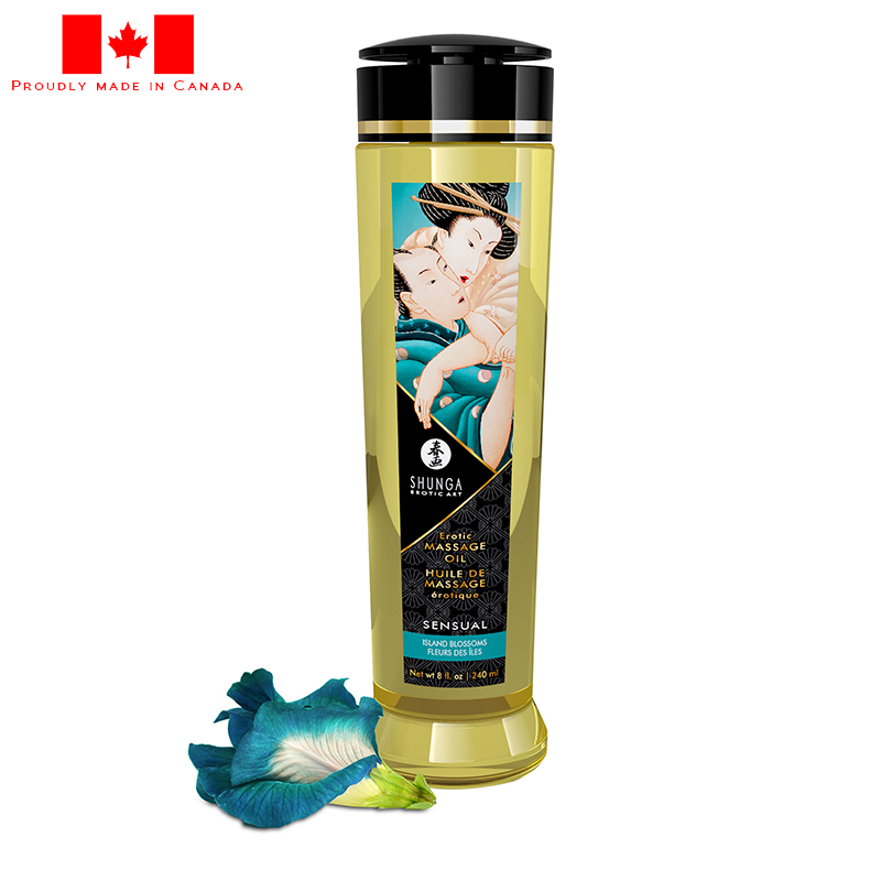 SH1224 Shunga 8 oz. Erotic Massage Oil Sensual Island Blossom