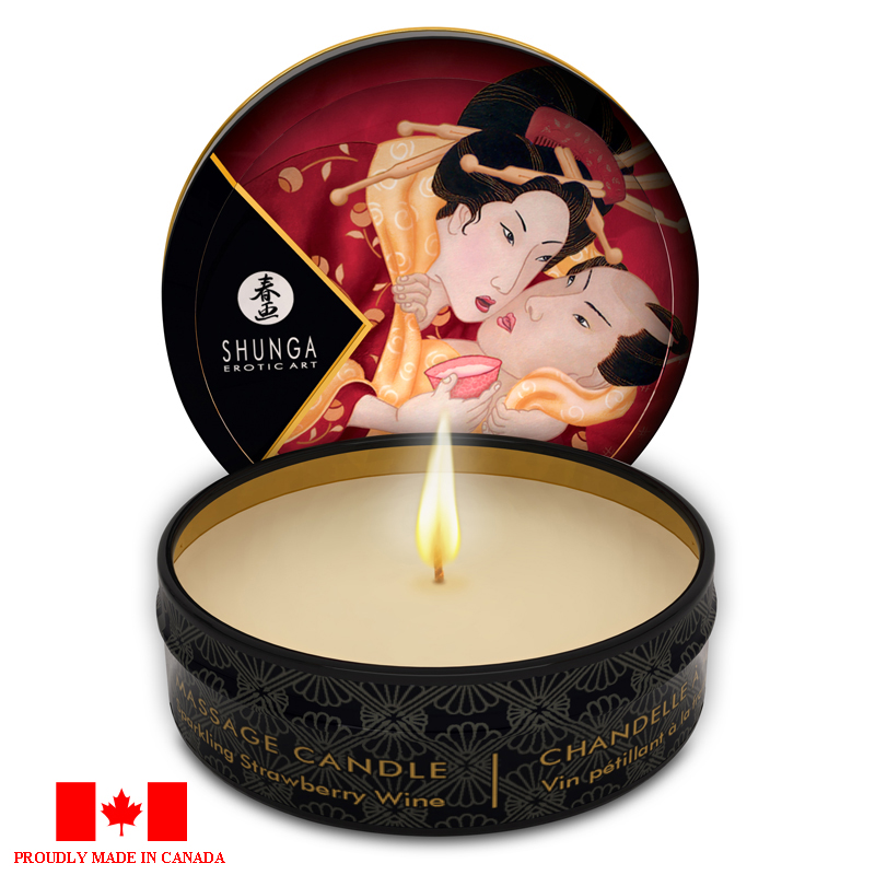 SH4608 Shunga  Mini Massage Candle 1 oz Sparkling Strawberry Wine