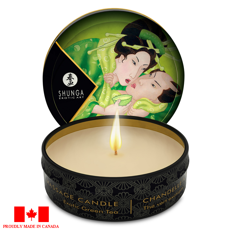 SH4611 Shunga  Mini Massage Candle 1 oz Exotic Green Tee