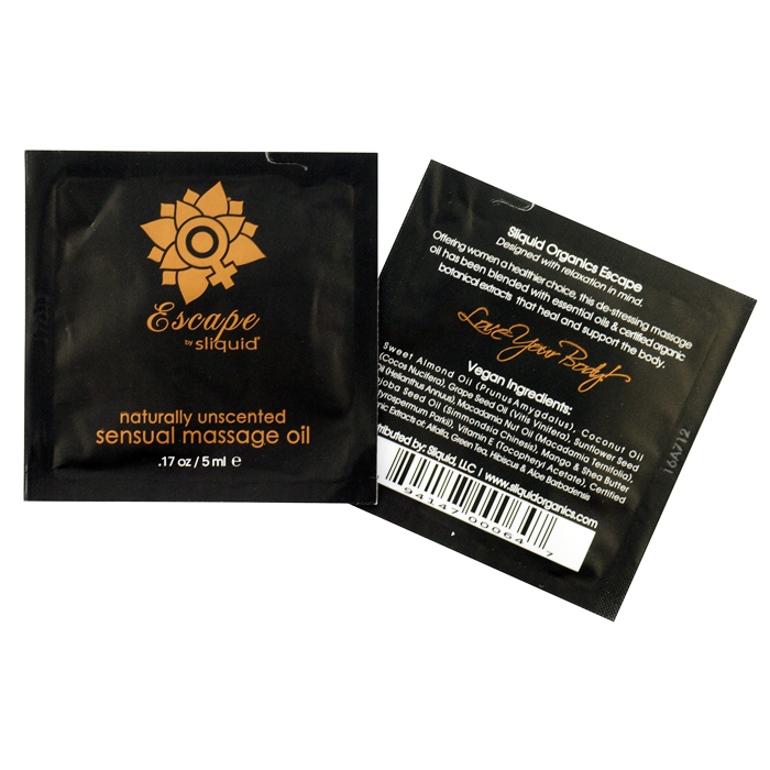 SL064 Sliquid .17 oz Sliquid Organics Massage Oil Pillow Pac Escape (Natural U