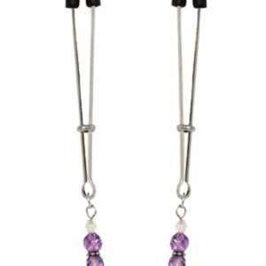 70031 Spartacus Nipple Clips Tweezer Style with Purple BeadsSPF-106