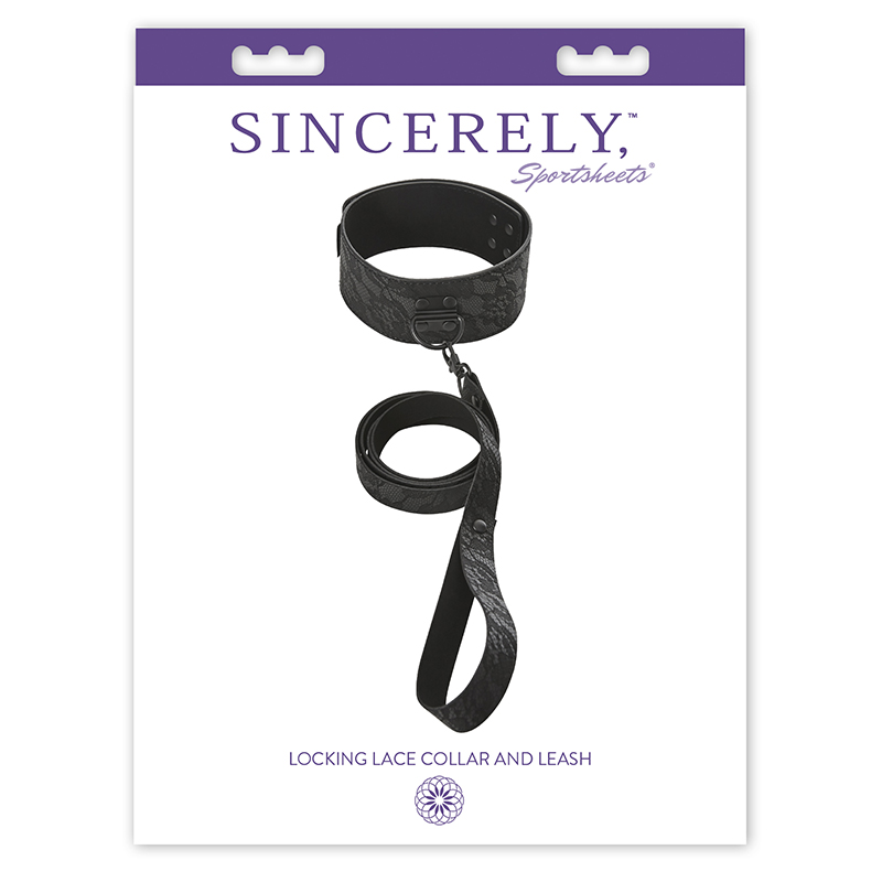 SS520-08 SportSheets Sincerely Locking Lace Collar & Leash