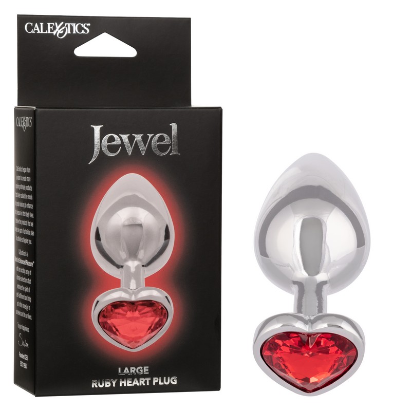 SE0438-40-3<br> Jewel Ruby Heart Plug<br> Large