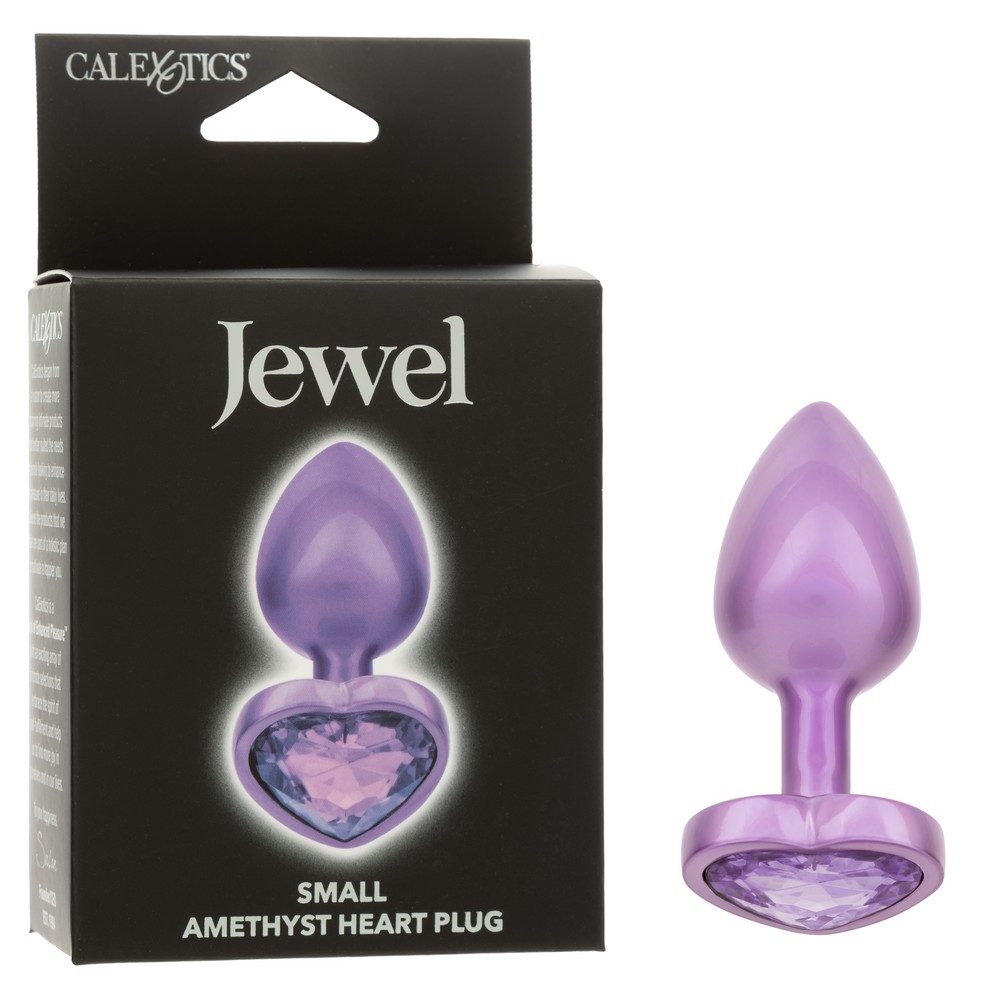 SE0438-45-3<br> Jewel Amethyst Heart Plug<br> Small