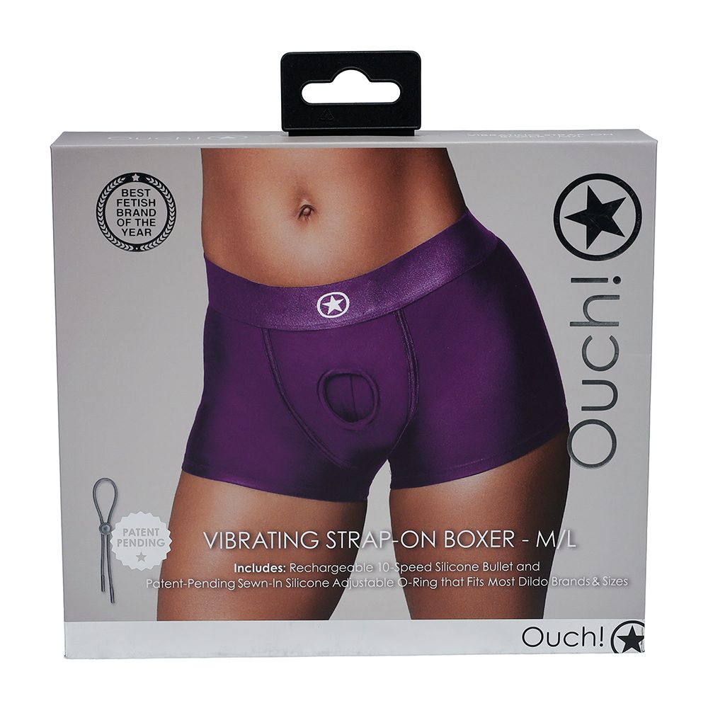ST3201<br> Strap-On Boxer<br> Vibrating Purple M/L