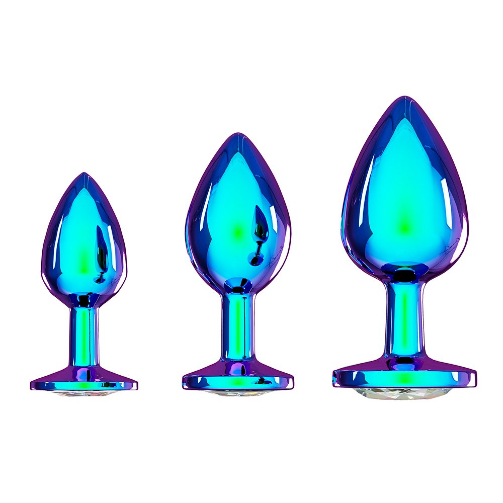 ST1233<br> Venice Collection<br> Metal Anal Plug Set<br> Iridescent
